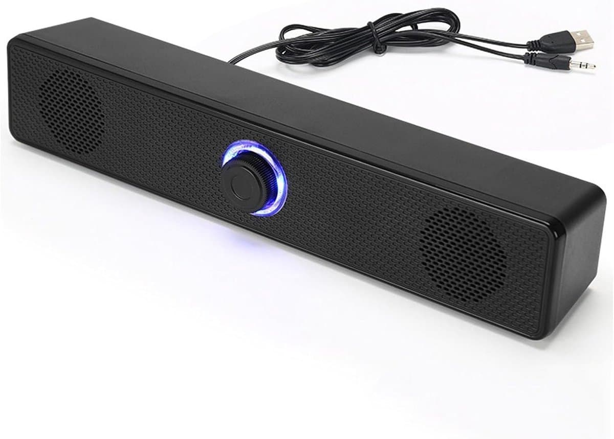 Mini Soundbar - Desktop Luidsprekers - Muziek Luisteren - Hifi Helder Geluid - 315 cm Lang - Zwart