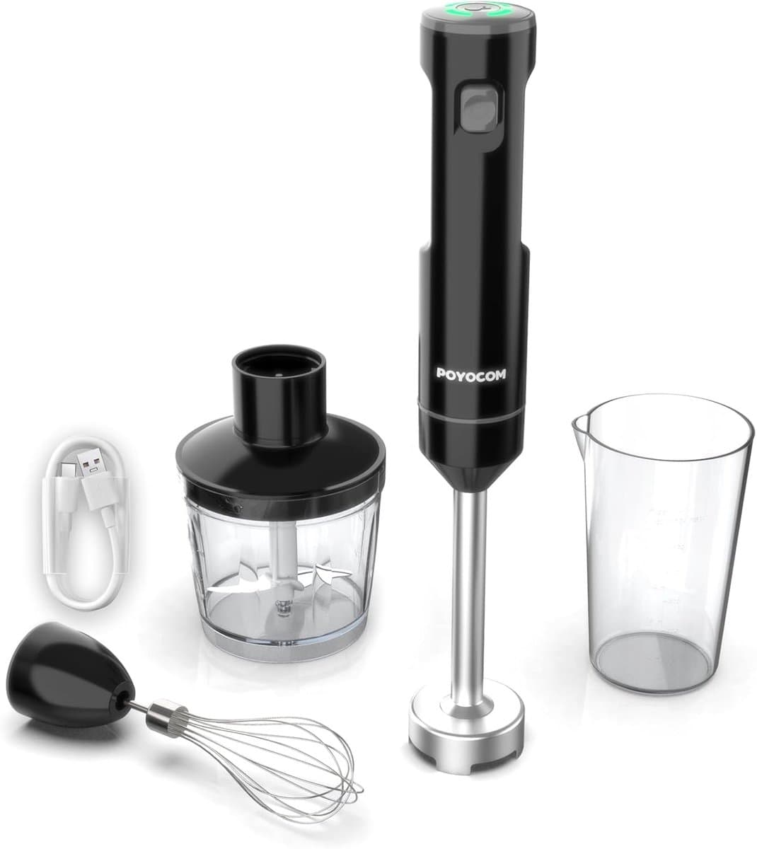Draadloze Staafmixer - Handmixer Oplaadbaar - Smoothies Maken - Variabele Snelheid - 600ml Capaciteit - Zwart
