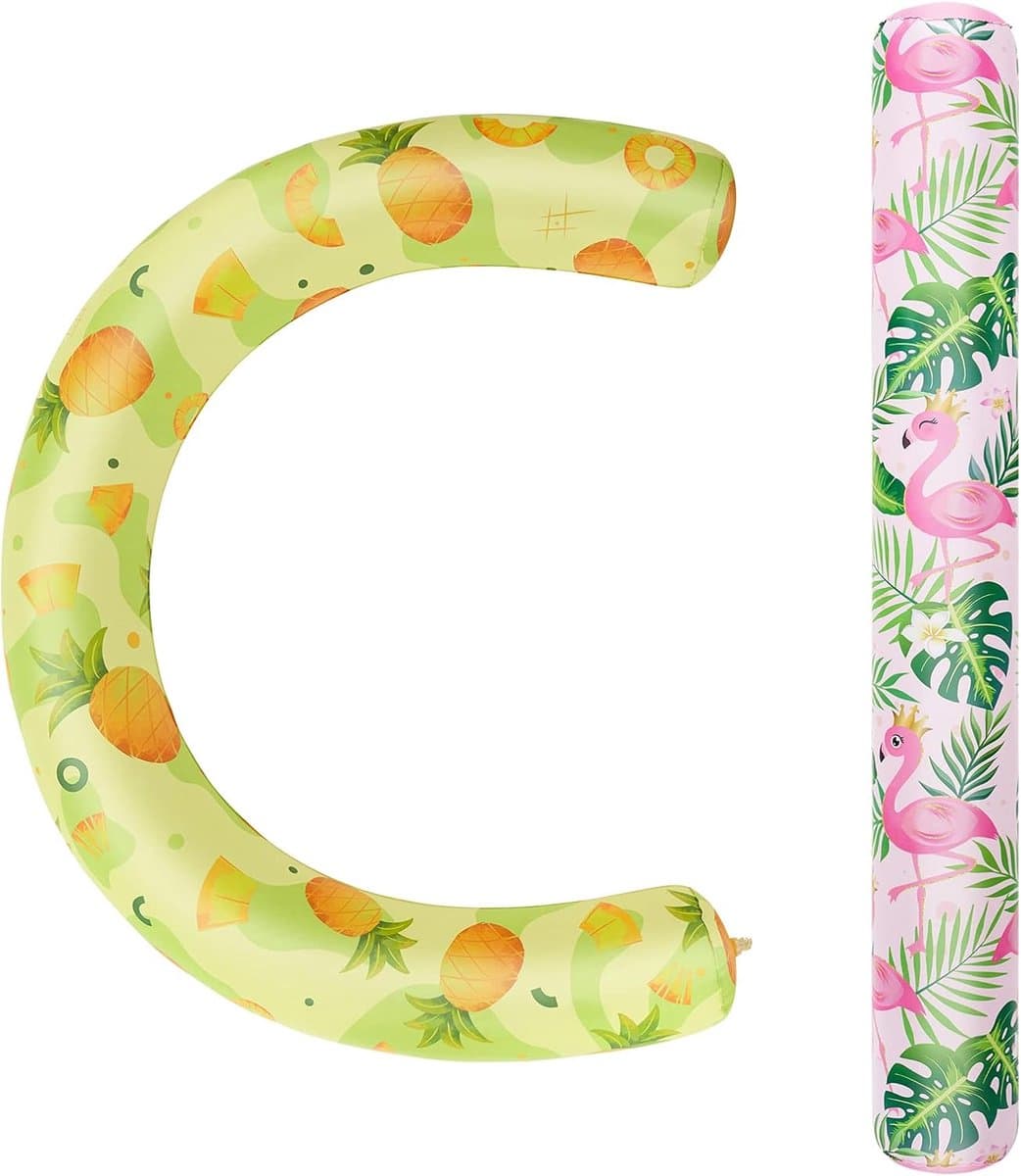 Thijox - Opblaasbare Zwemnoedelset 2-pack - Roze en Gele Zwembadnoedels voor Volwassenen - Flamingo & Ananas Drijvers voor Zwembadfeest, Zomer, Zee, S