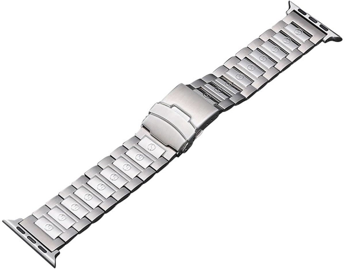 Voor Apple Watch Series 9 45 mm veiligheidsgesp titanium stalen horlogeband (zilver)