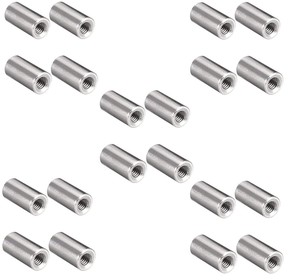 Moerenverbinder Lange Moer - Ronde Connector - Bevestigen van Onderdelen - Duurzaam Roestvrij Staal - M4 6x12mm - Zilver