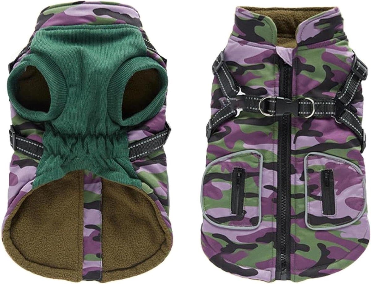 Hondenjas Waterdicht - Huisdier Kleding - Outdoor Avontuur - Geïntegreerd Harnas - Maat L - Paars