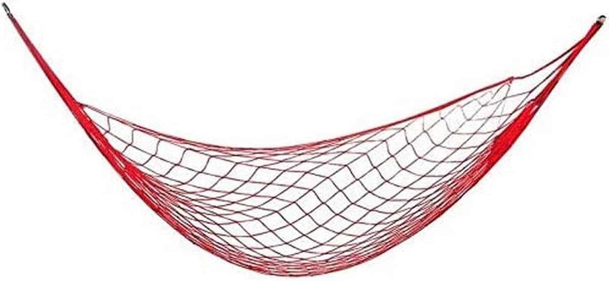 Hangmat Stoel Dubbel - Reis Hangmat - Ontspannen Buiten - Ventilerend Mesh - 200x80 cm - Rood