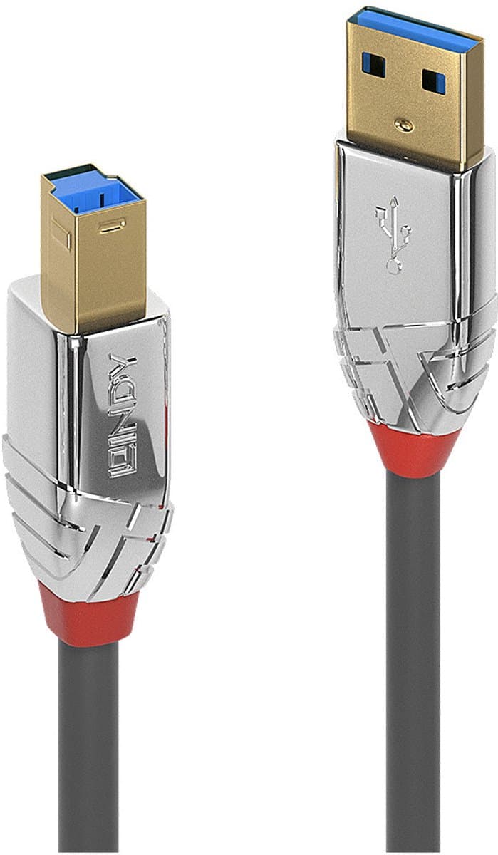 LINDY 36660 USB-kabel USB 3.2 Gen1 USB-A stekker, USB-B stekker 0.50 m Grijs