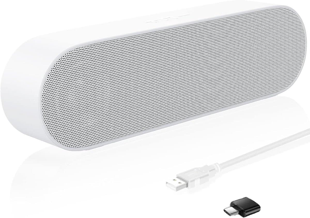 PC Luidsprekers - Computer Geluid - Muziek Luisteren - Ruimtebesparend Ontwerp - USB Aangedreven - Wit