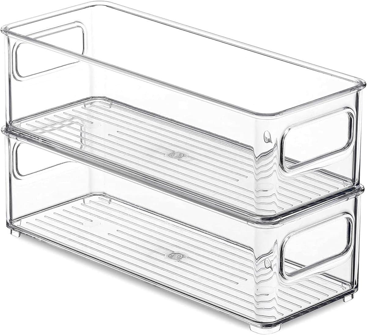 Dailygoods- Koelkastbox Set van 2 - Transparante Opbergbox - Stapelbare Opbergdoos - Voedselveilige Opbergdoos - BPA-vrij Materiaal - Afmetingen 25.5 x 10 x 7.5 cm