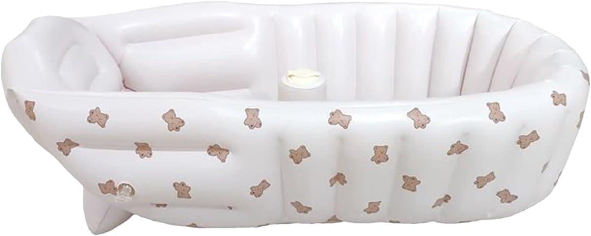 Babybadje Opblaasbaar - Draagbaar Zwembadje - Waterspelletjes Thuis - Ergonomische Ondersteuning - 90 cm - Beer