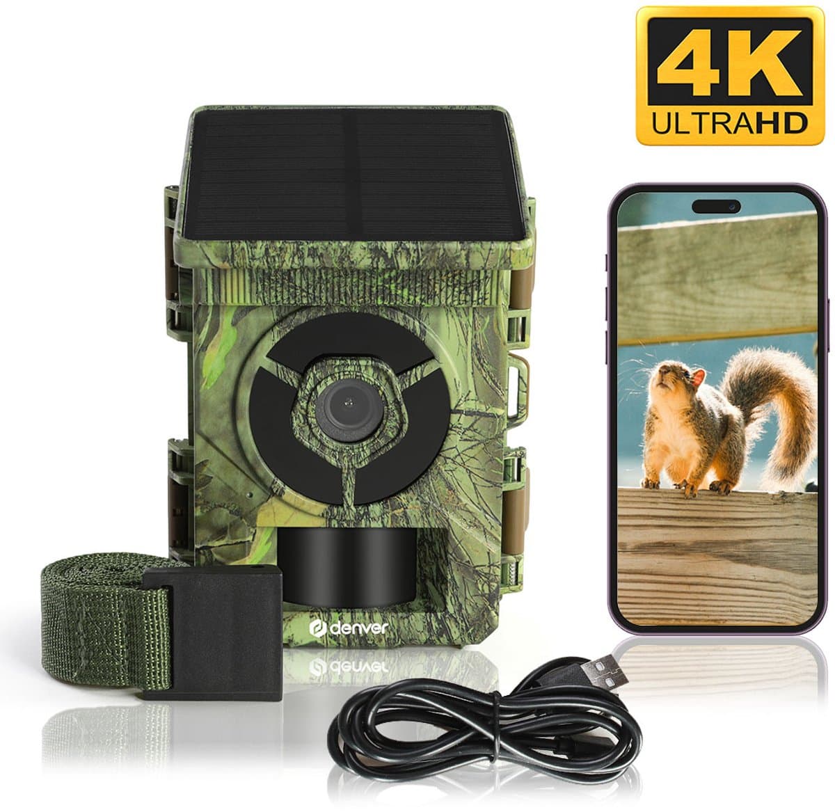 Denver Wildcamera met Nachtzicht en WiFi - 4K Ultra HD - 48mp - WiFi - Trailcam Go app - LCD scherm - Zonne-energie - WSW8120