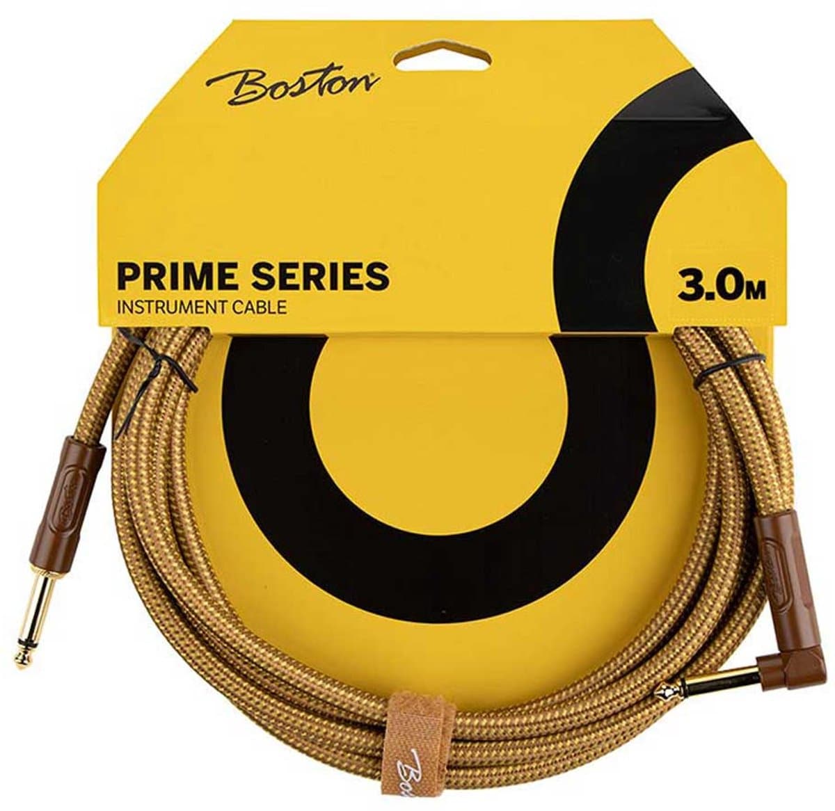 Boston GCRT-30A Prime Series Yellow Tweed Gitaarkabel Recht-Haaks 3 Meter
