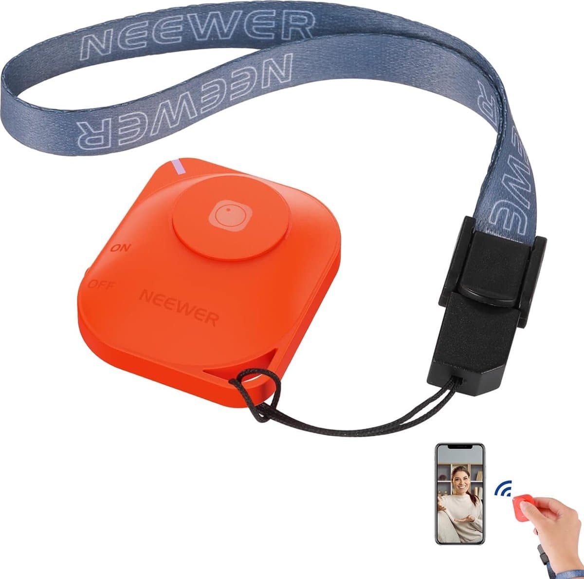 Neewer® - RT116 Draadloze Bluetooth Afstandsbediening met Key Strap - Compatibel met iPhone, iPad en Android Mobiele Telefoons voor Instagram, Snapchat, Selfie Foto's en Video-opnames - Maak Foto's en Video's Eenvoudig en Handig