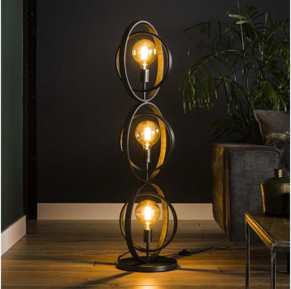 Vloerlamp 3L Turn Around in Charcoal voor Stijlvol Interieur - Vloerlampen - 40x30x124 cm - Charcoal - Sfeerverlichting - Modern Design - Verlichting Woonkamer - Hoogwaardige Materialen