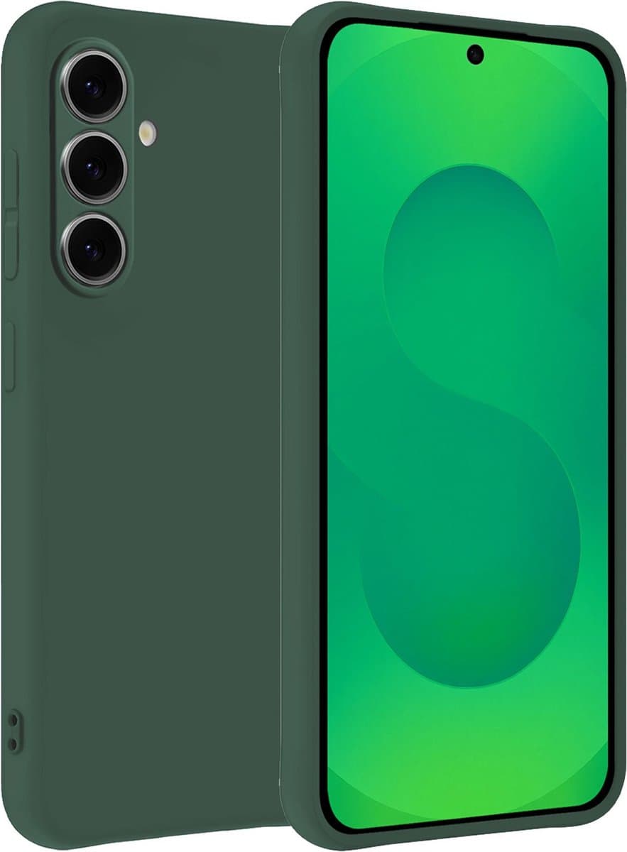 Hoesje Geschikt voor Samsung Galaxy S25 Plus - Sterk & Shockproof - Hoes Cover - Siliconen Case - Donkergroen
