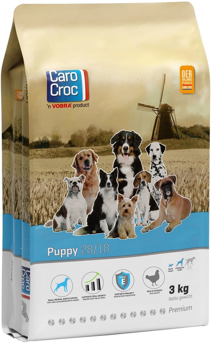 Carocroc Puppy Brokken 3kg - Licht Verteerbare Hondenvoeding - Compleet Puppyvoer met Omega 3 en 6
