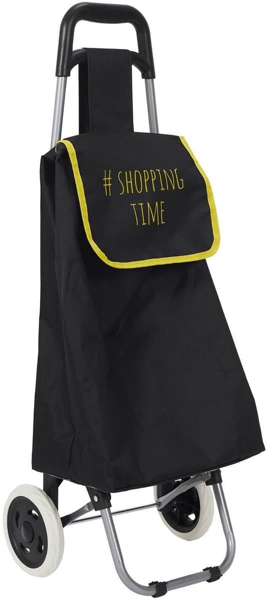 Benson Boodschappentrolley Wheeled - zwart/geel - 94 x 34 x 27 cm - 35 liter - met standaard