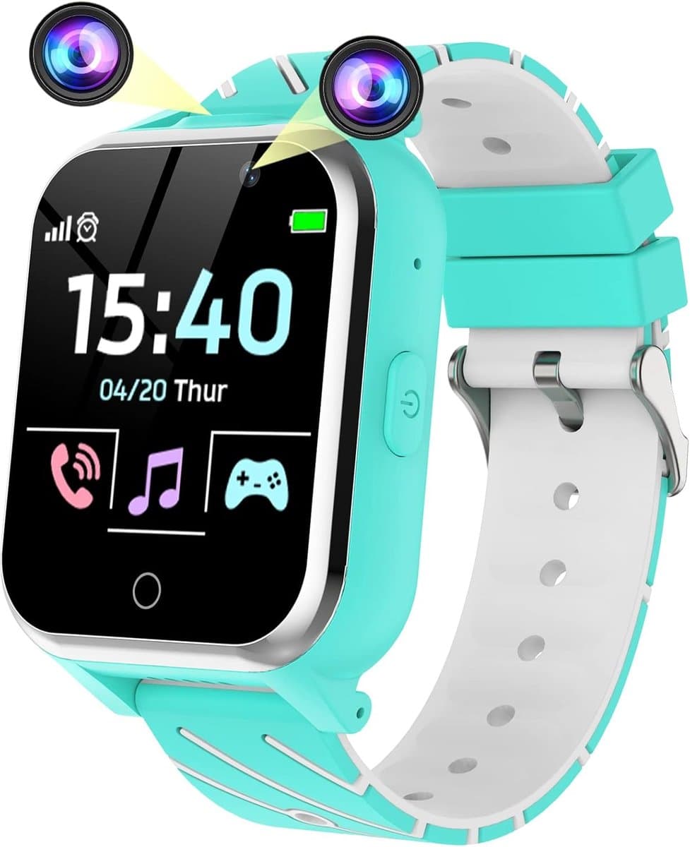 Smartwatch voor Kinderen met Telefoonfunctie, 17 Spellen, Muziek, Camera en Schoolmodus - Perfect Cadeau voor Jongens en Meisjes van 4 tot 13 Jaar