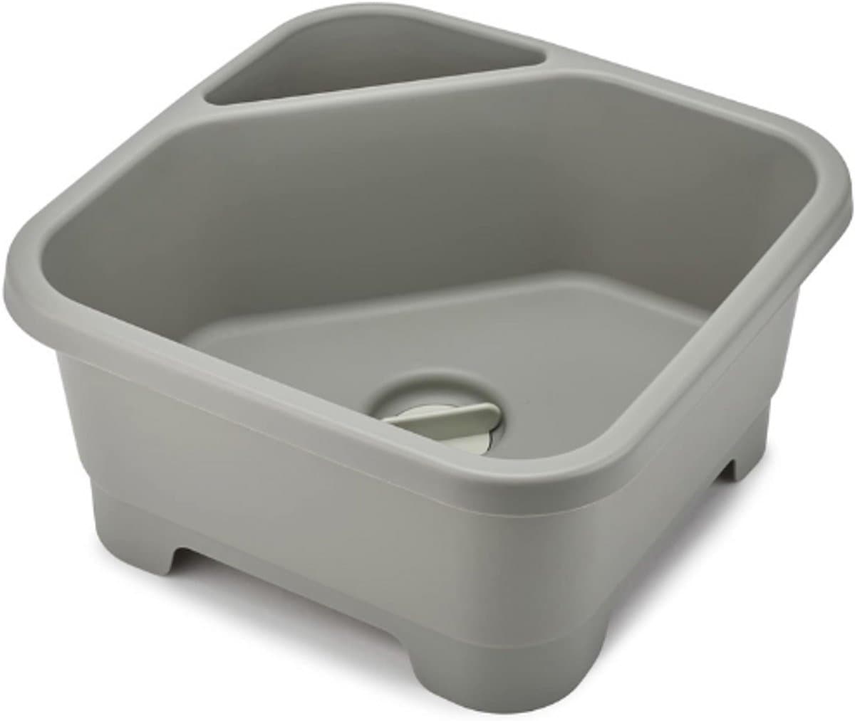 Vierkante Afwasbak Voor Keuken - Met Vakken Voor Bestek - Spons En Borstelhouder - Grijs - Compact En Hygiënisch Afwasteiltje