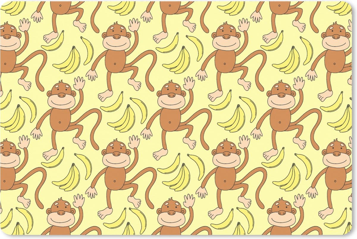 Muismat XXL 120x80 cm - Bureau onderlegger - Bureau mat Patroon - Aap - Banaan - Bureaumat - Gaming mousepad xl - Bureaulegger groot - Computer deskmat