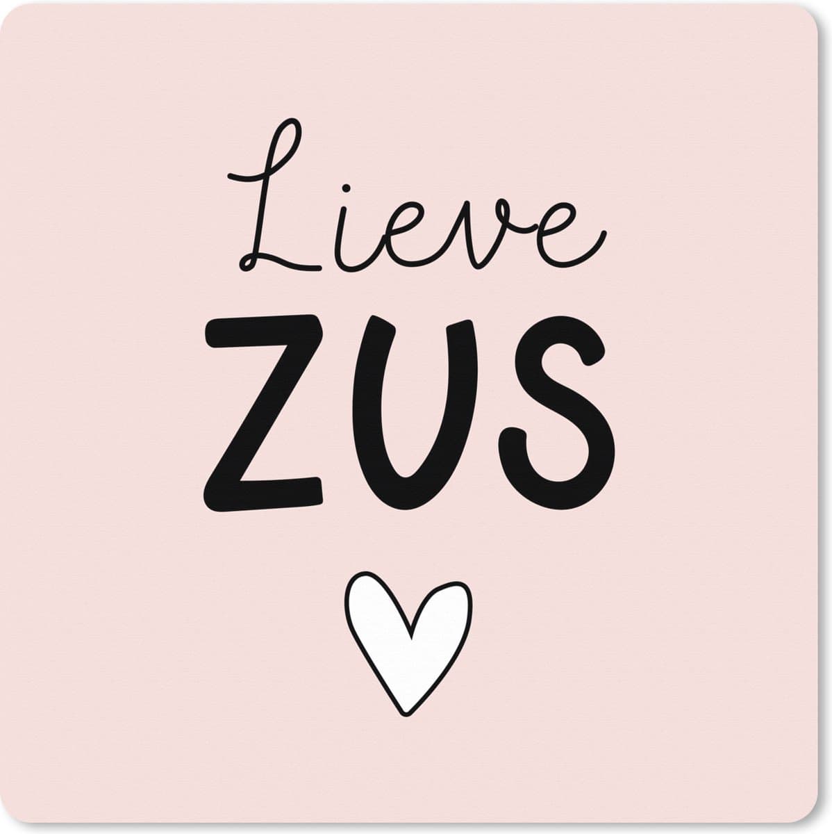 Muismat XXL 60x60 cm - Bureau onderlegger - Bureau mat Zus - Cadeau - Roze - Pastel - Bureaumat - Gaming mousepad xl - Bureaulegger groot - Computer deskmat