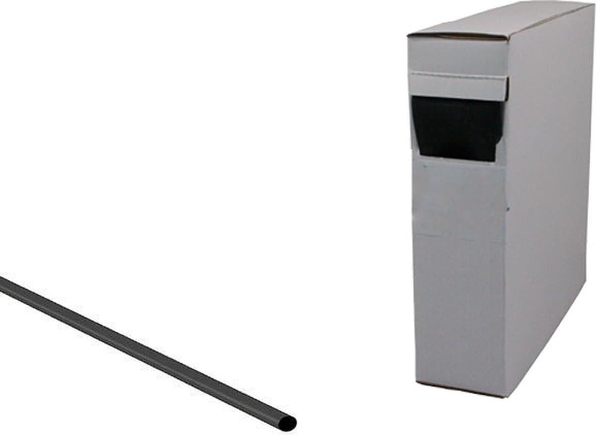 Krimpkous - 2:1 - 1,6 naar 0,8mm - 15 meter - Zwart