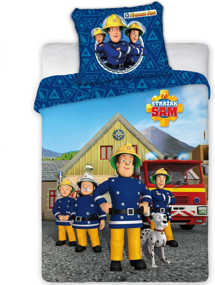 Brandweerman Sam Team BABY dekbedovertrek - 100 x 135 cm - tekst Pools