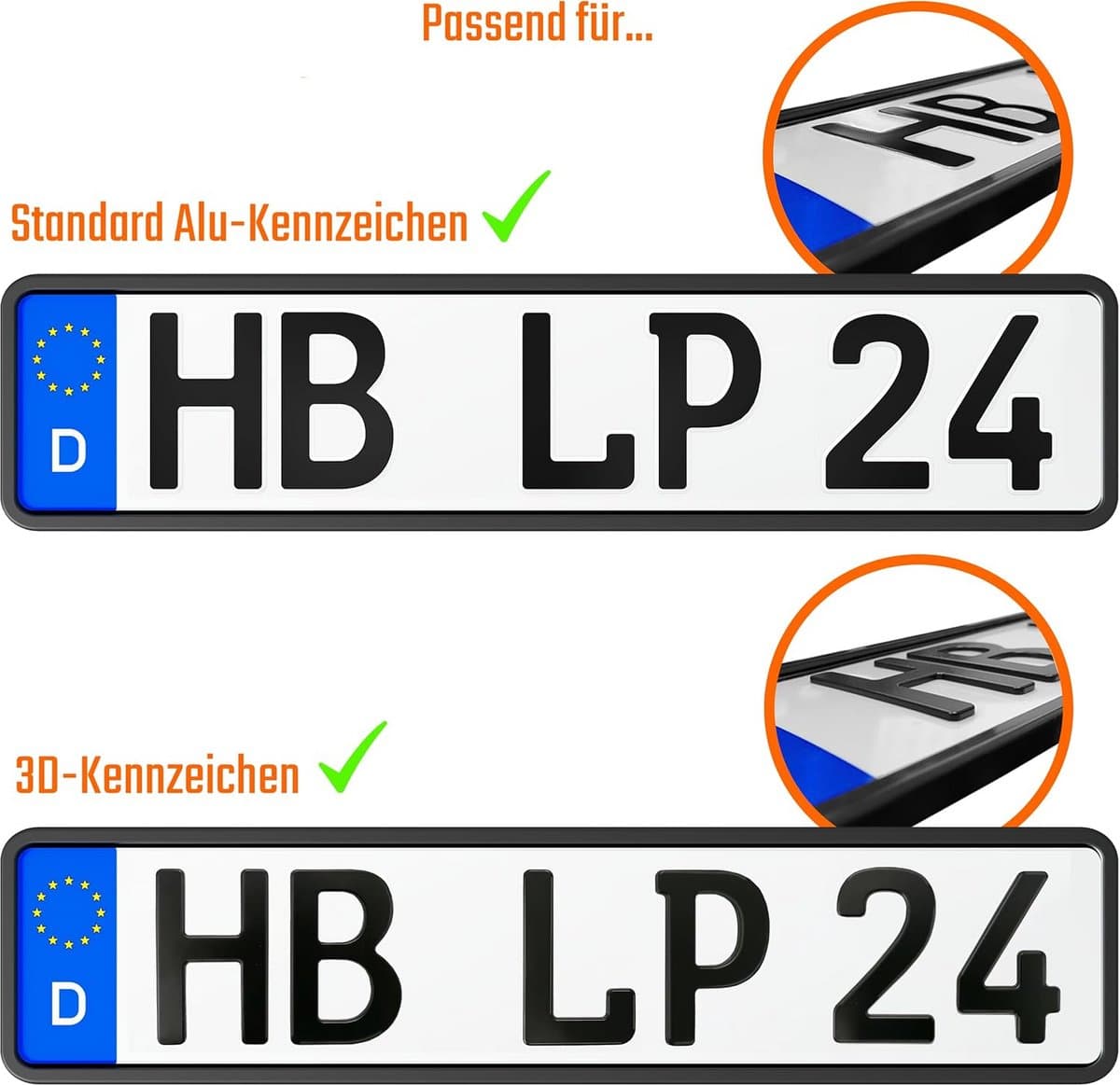 Kentekenplaathouder Zwart - Diefstalbestendige Frame voor Auto - Set van 2 Stuks