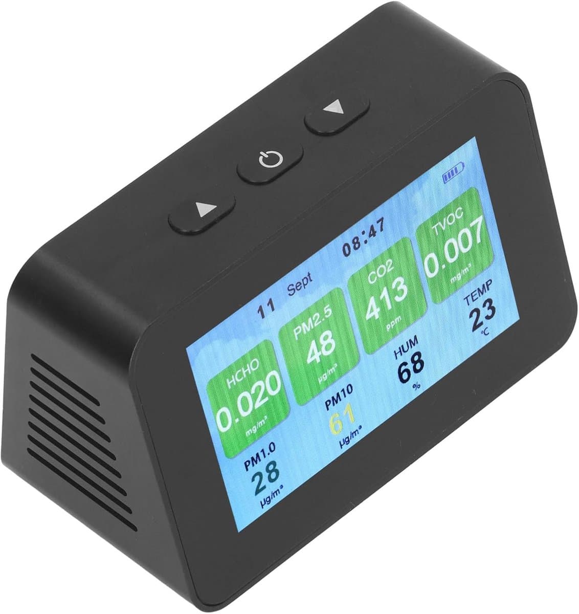 Luchtkwaliteit Monitor - CO2 Detector - Binnen Lucht Meten - 10-in-1 Multifunctioneel - 4.3 Inch LCD