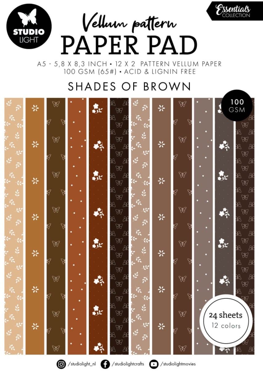 Vellum pattern paper pad - Shades of brown - Essentials nr. 451