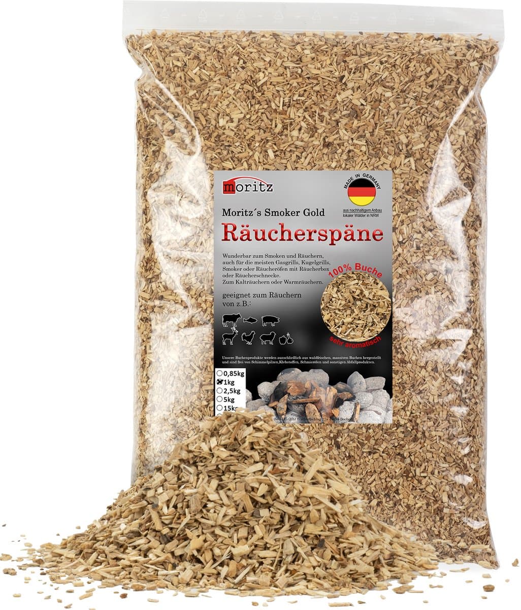 Fijne beukenhoutsnippers 0,75–2 mm 1 kg voor rookoven en rookoven