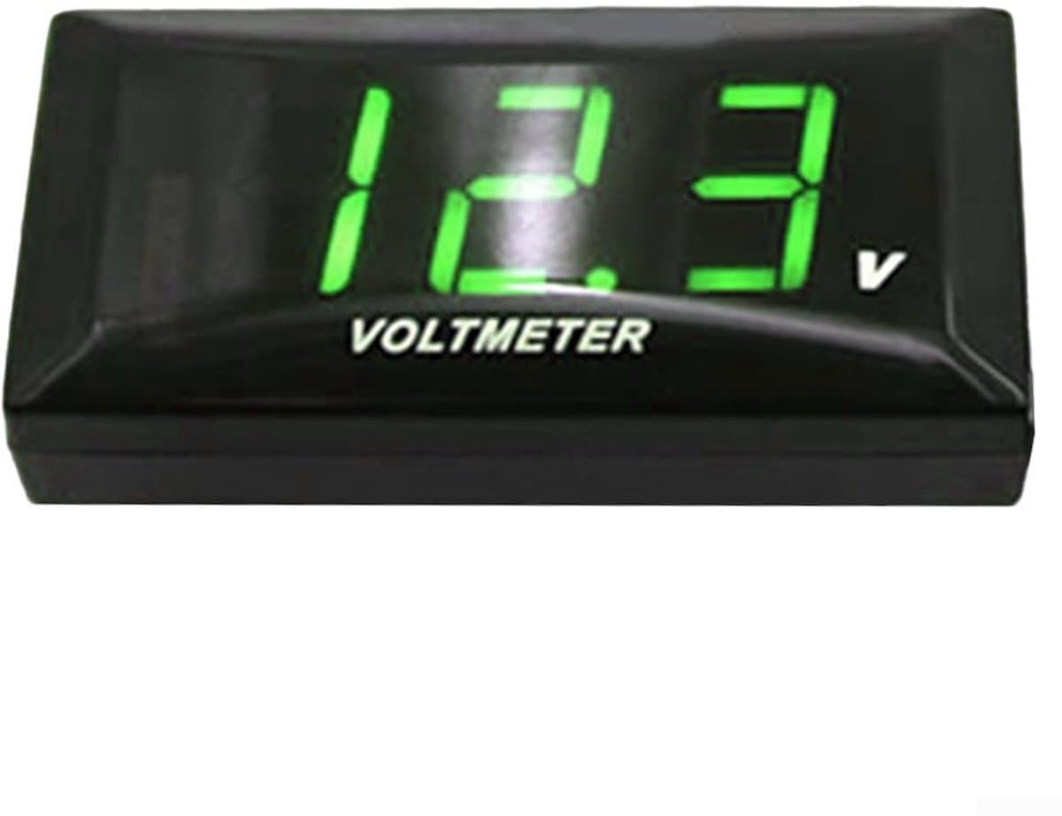 Elektrische Voltmeter - Spanningsmeter Meter - Voertuig Monitoring - Real-time Display - 7 x 5 x 5 cm - Groen Licht