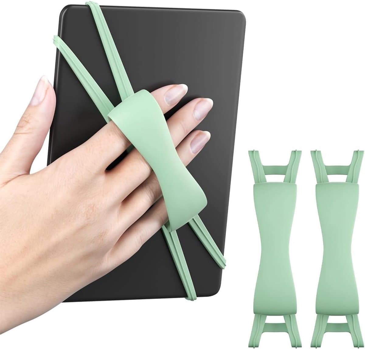Tablet Handvat - Universele Grip - Comfortabel Lezen - Zachte Siliconen Band - 11 x 11 cm - Groen