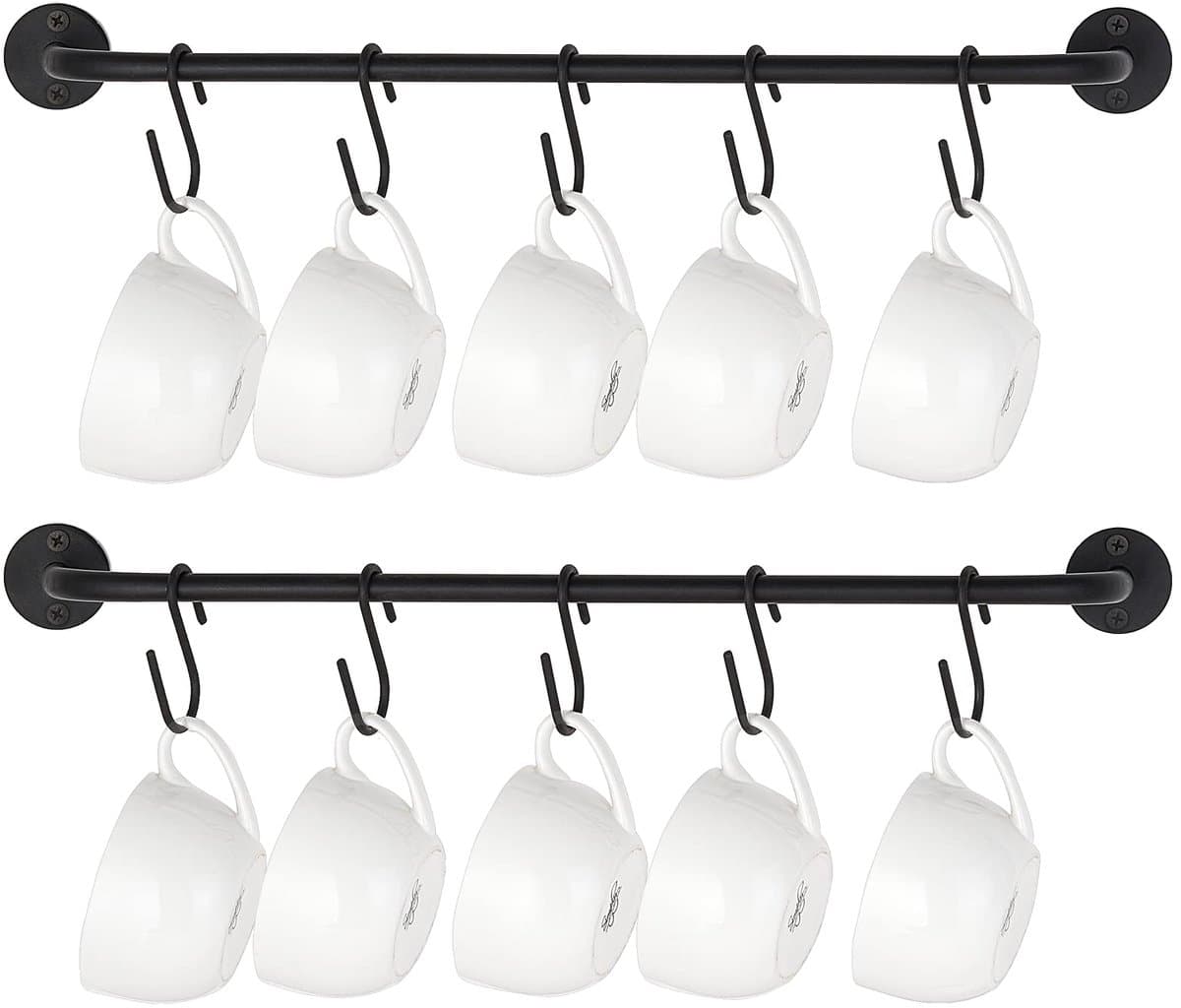 Ibenzoa® Ruimtebesparende wandmontage bekerhouder met 10 haken voor keuken en bar