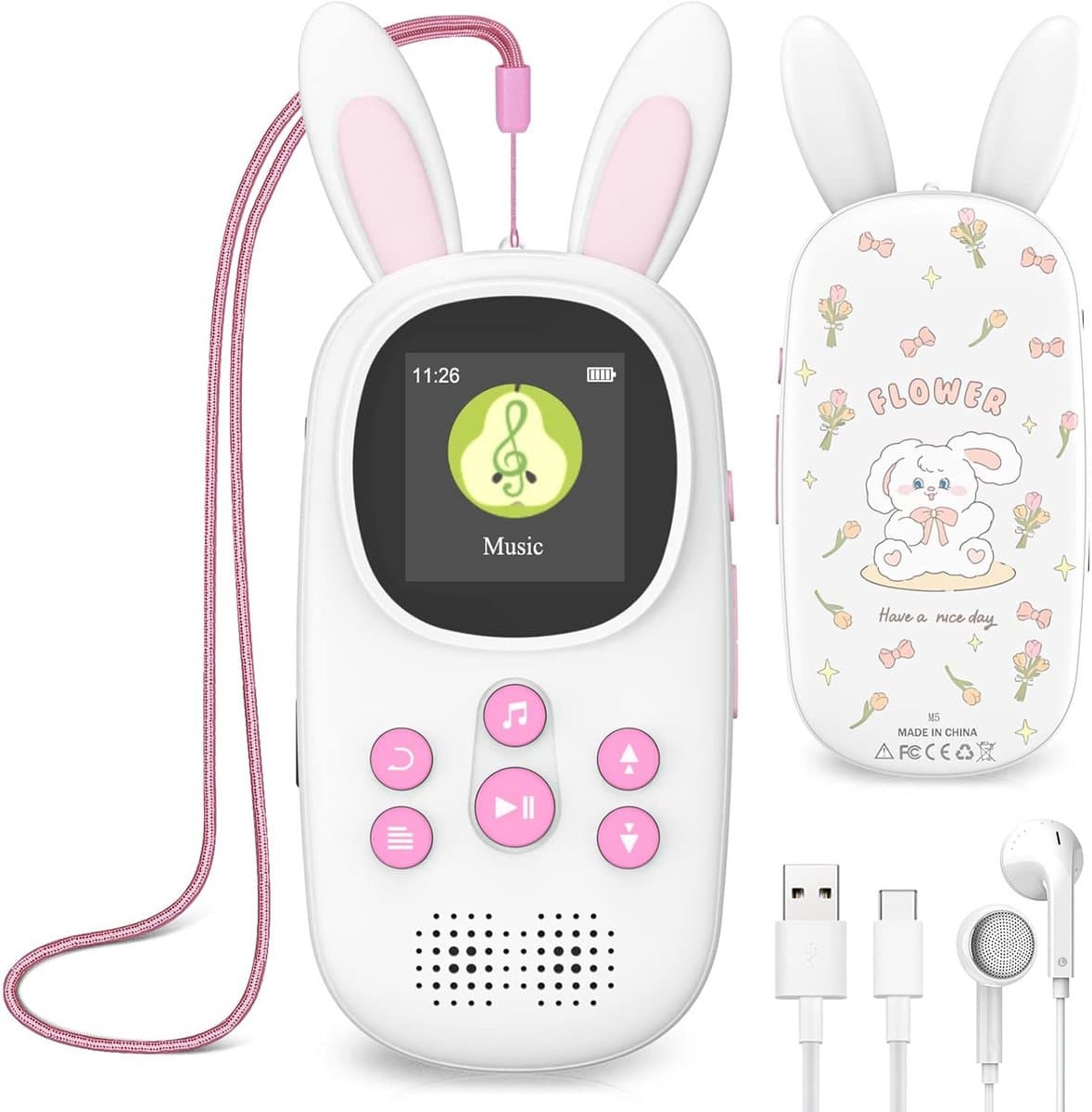 16GB Kinder MP3 Speler met Bluetooth, FM Radio, Opnamefunctie en Speaker