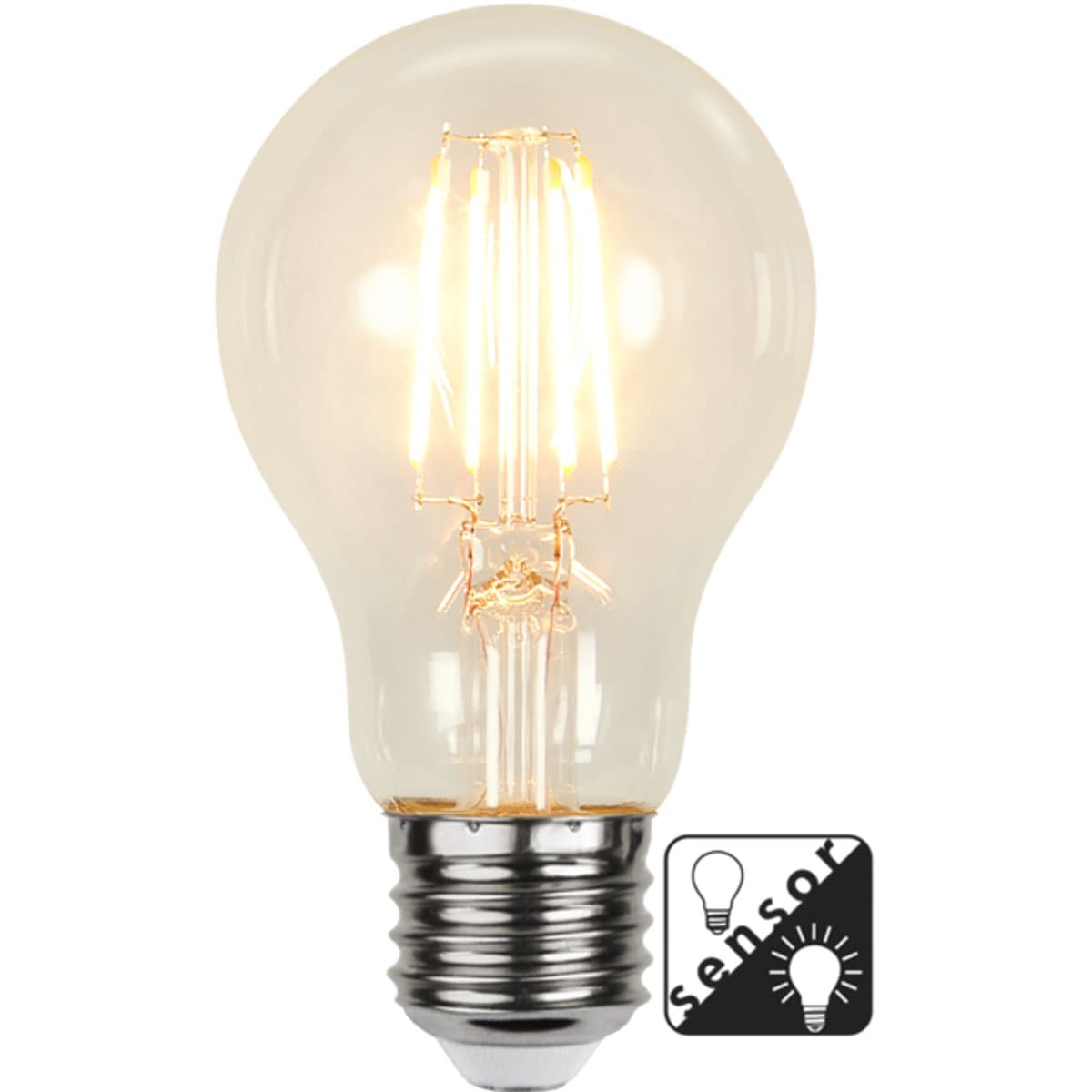 Standaard bol met schemersensor - E27 - 4.2W - Super Warm Wit <2200K - Filament - Helder