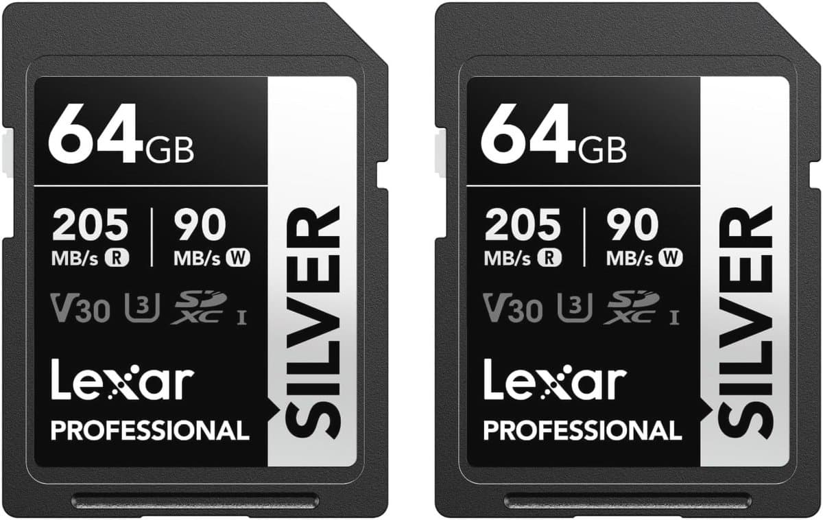 SD Kaart 64GB 2-Pack - Tot 205MB/s Leessnelheid, 90MB/s Schrijfsnelheid, UHS-I, Class 10, U3, V30 - Voor Professionele Fotografen en Videografen