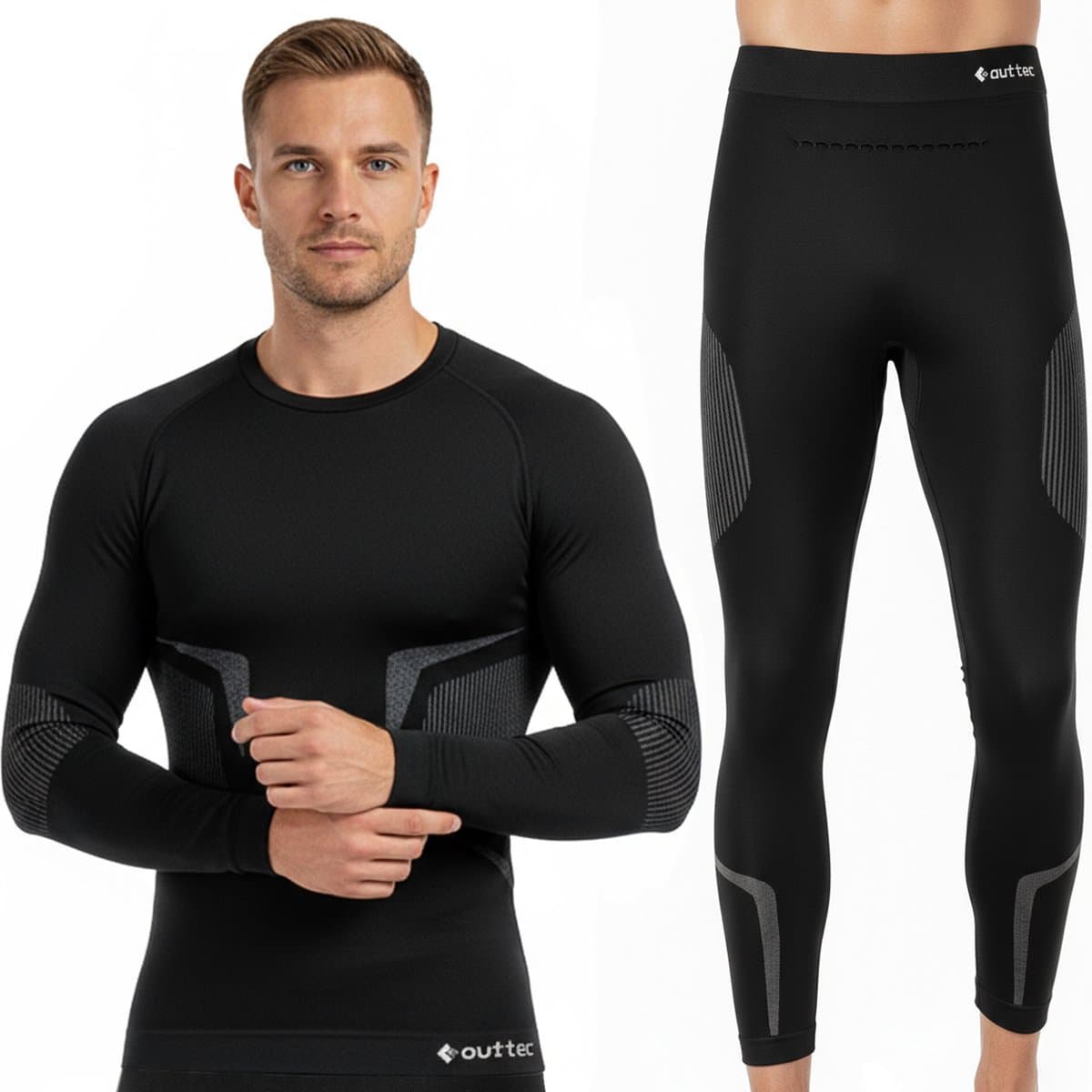 Outtec® Thermo Ondergoed Heren Ademend - Maat XL/XXL - Ski Ondergoed Functionele Ondergoedset, Winter Thermische Onderlaag