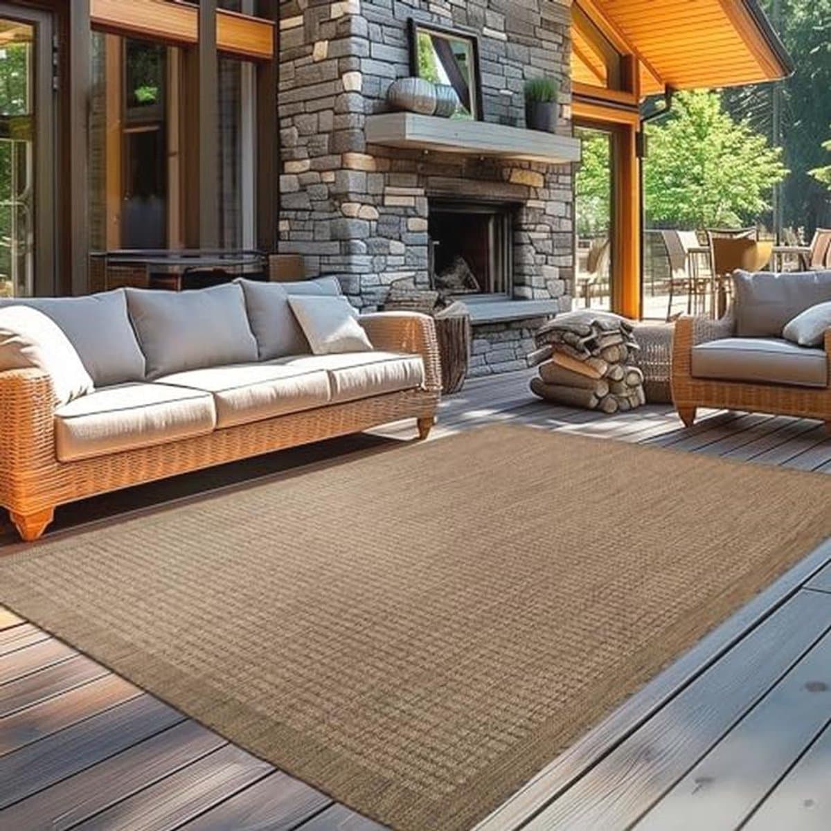 Weerbestendig Buitentapijt voor Balkon, Tuin en Patio - Bruin 160 x 230 cm