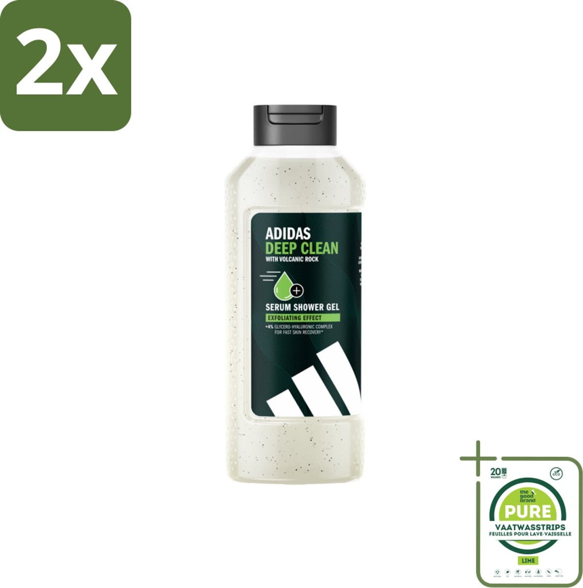 Adidas – Douchegel – Active Skin & Mind Deep Clean – 400 ml - Voordeelverpakking - 2 stuks - Douchegel - Reinigen na training