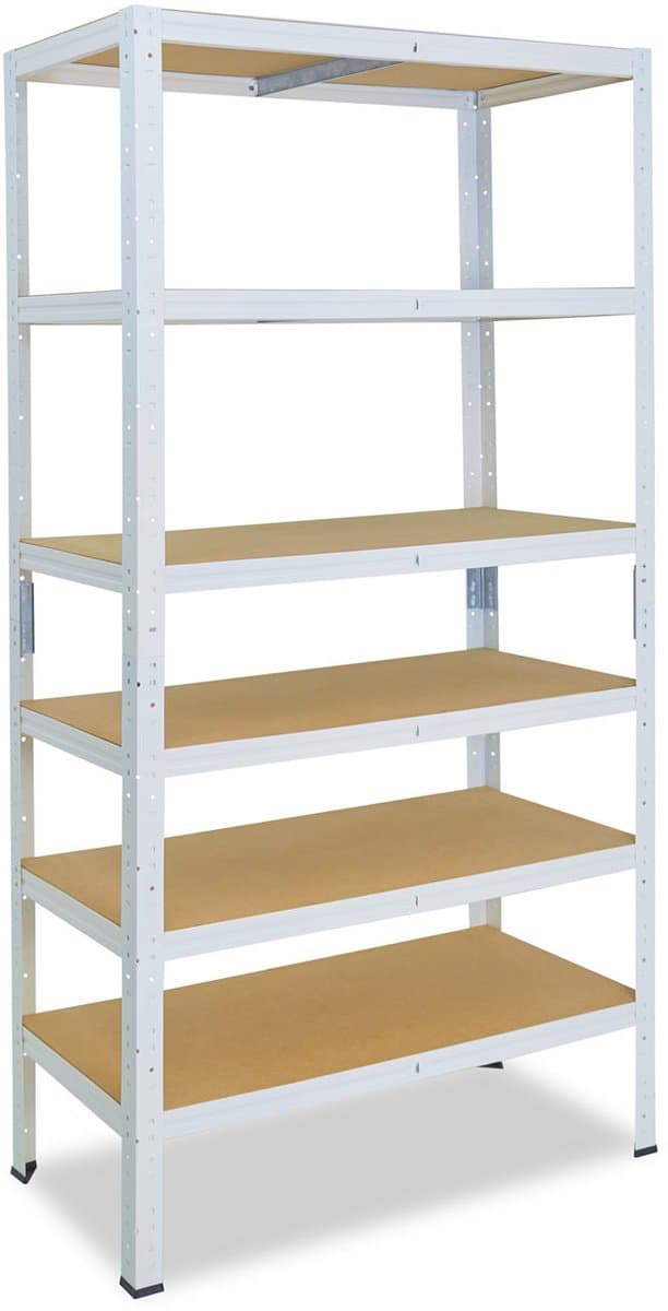 Shelfplaza HOME metalen stellingkast - 200x40x45 cm - wit - 6 planken