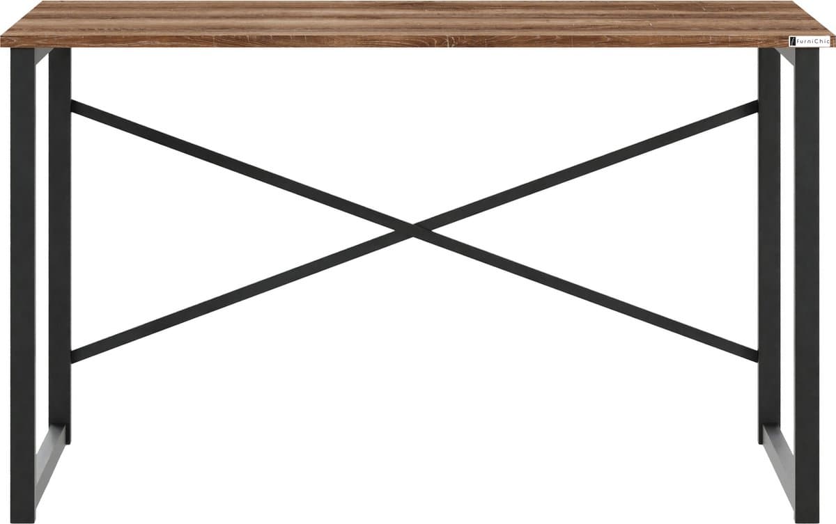 FurniChic, computertafel, bureau computertafel, laptop en PC tafel, studie bureau, industrieel ontwerp, voor thuiskantoor, eenvoudige montage, OAK(sacramento EIK)- 120x60x73 cm(lxbxh)