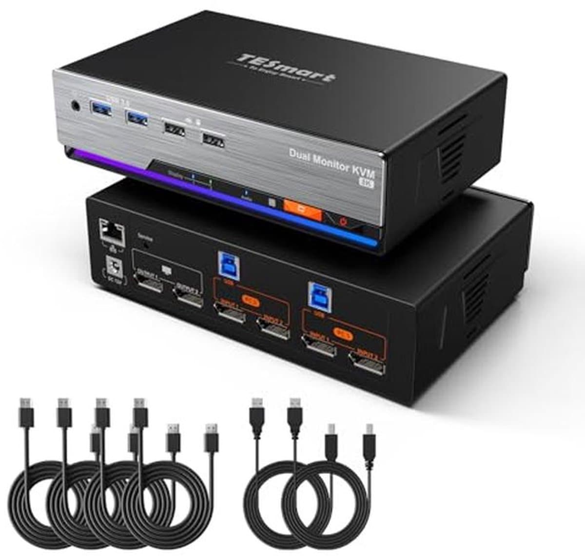 KVM Switch 8K@60Hz voor 2 PC's en 2 Monitoren - Dual Monitor 4K@144Hz Gaming Switch met USB 3.0 en EDID Emulator