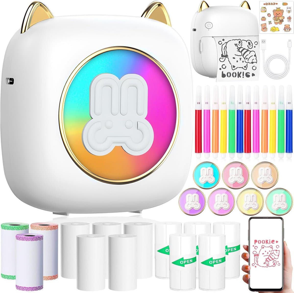 Draagbare Mini Fotoprinter voor Smartphone - Zwart-Wit Thermisch Printen