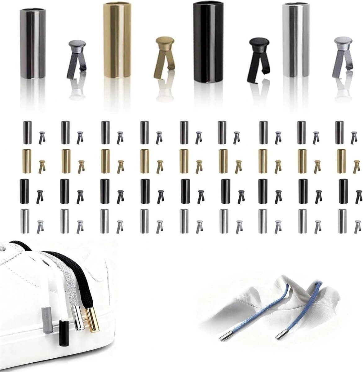 VVGoods - Koorduiteinden in 4 kleuren voor schoenen, kleding, broeken - Set van 48 stuks