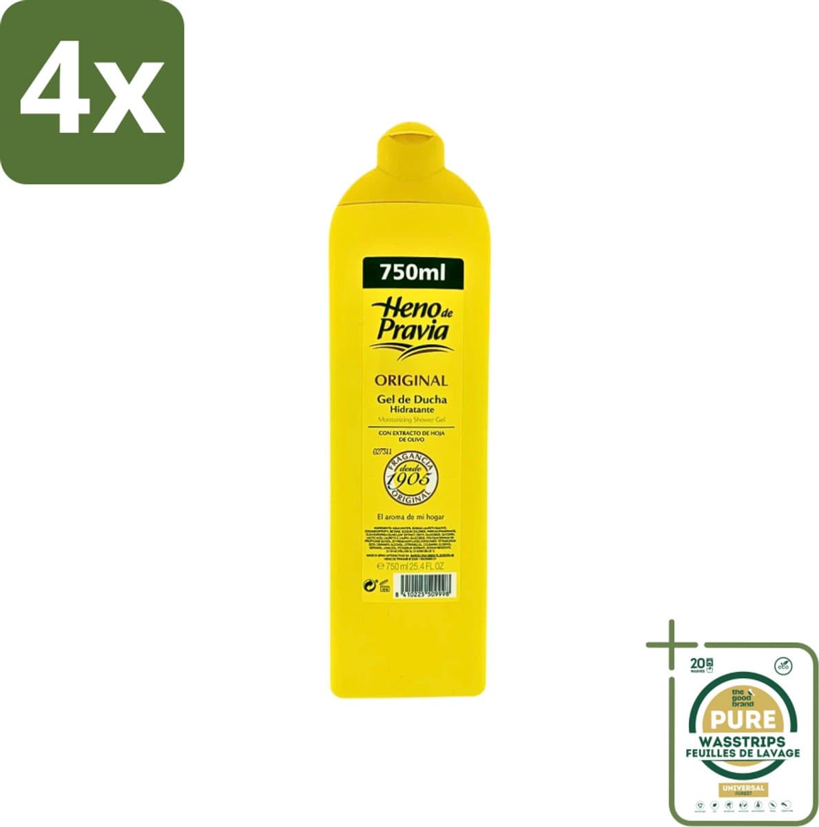 Heno De Pravia - Douchegel - Original Geur - 750 ml - Voordeelverpakking - 4 stuks - Heno de Pravia - Original geur