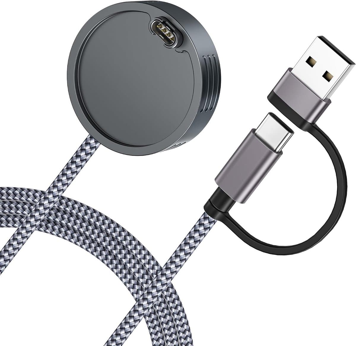 2-in-1 USB-C Oplaadstation & Oplaadsnoer voor Garmin-Horloge 1,2M