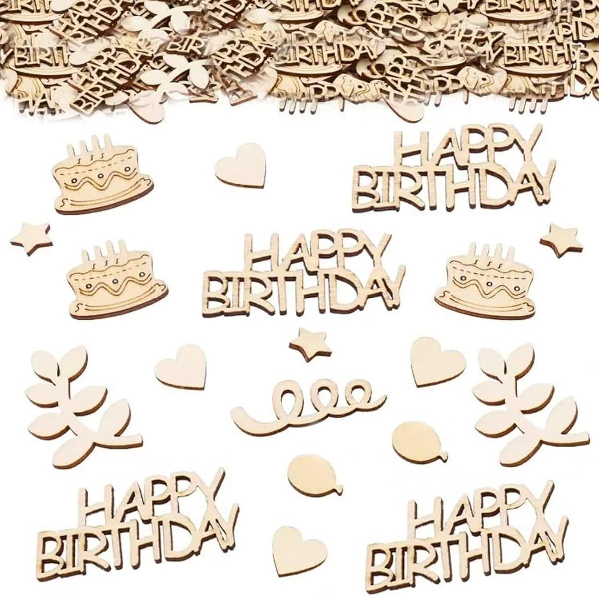 Wooden Confetti Happy Birthday 100 Pieces Birthday Table Decoration for Men Women Women Sprinkle Decoration for - ShopVlot