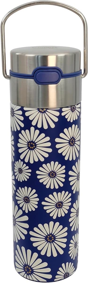 Thermosdrinkfles RVS - Dubbelwandige fles Isolerende fles - Dranken meenemen - Met uitneembare zeef - 500 ml - Amami
