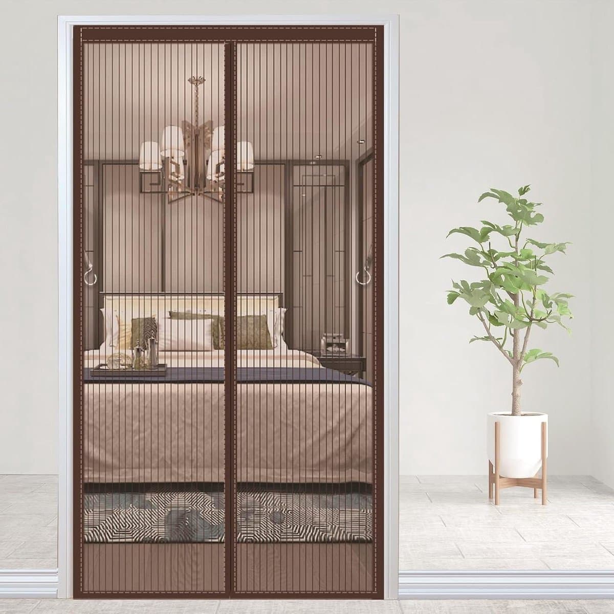 Magnetische Deurhor - Vliegenhor Deur - Insecten Buiten Houden - Automatische Sluiting - 100x225cm - Bruin