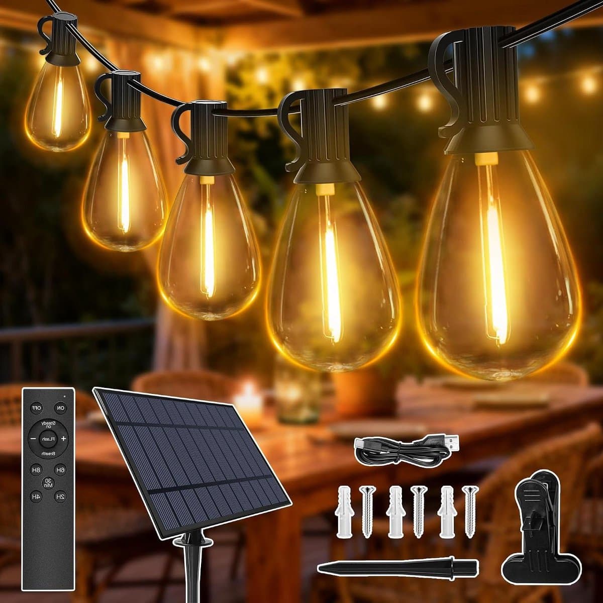 Solar Lichtketting - Tuinverlichting LED - Buiten Decoratie - Dubbele Oplaadmethode - 15 meter - Warm Wit