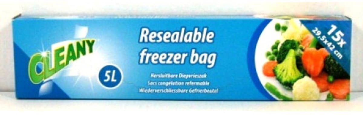 Cleany Hersluitbare Diepvrieszakken 5 L in Doos (15 stuks)