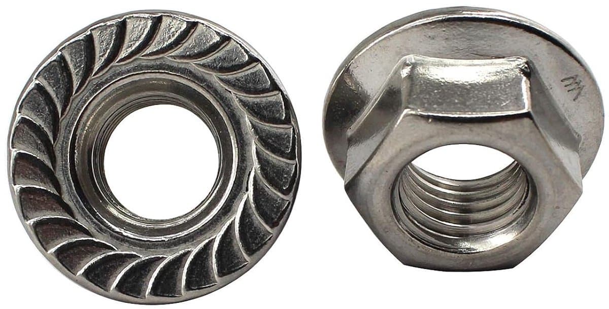 304 roestvrij staal M6 flens schroef moer met bloem patroon zeshoek anti-slip flens moer Pack van 60 stuks